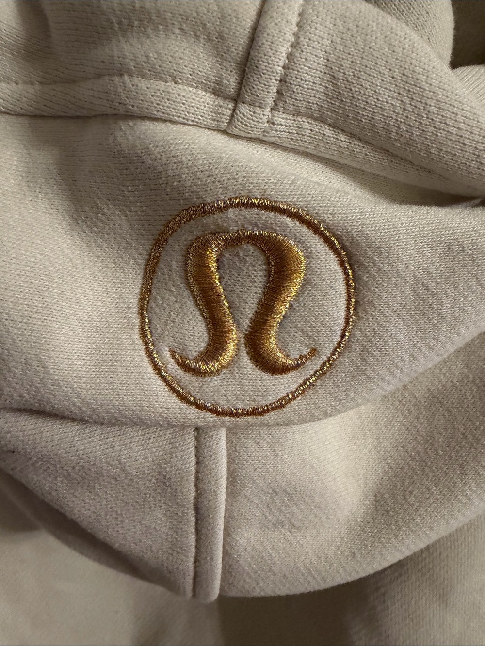 lululemon athletica Cream Hoodie with Gold Logo